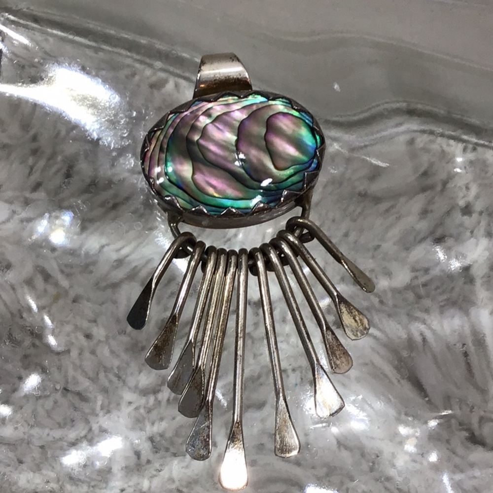 Abalone Shell Sterling Silver 925 fan paddle Pendant